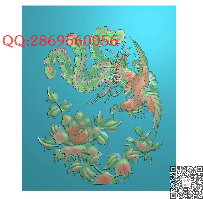 w74 凤凰牡丹_龙凤呈祥龙凤戏珠精雕图浮雕图